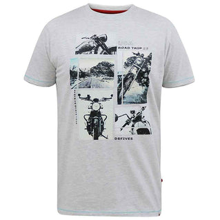 D555 Plus Size Trafford 'Multi Bike' T-Shirt Off White Marl