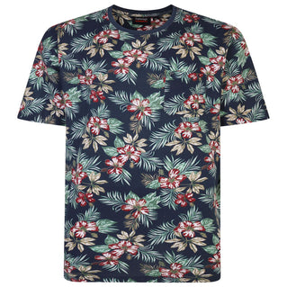 Espionage Plus Size T372 Ao Hibiscus Print T-Shirt Denim