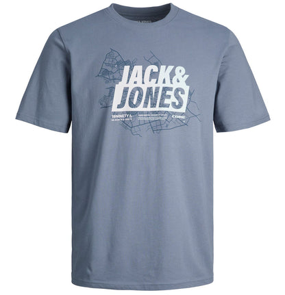 Jack & Jones Plus Size Map Summer T-Shirt Flint Stone