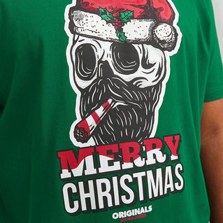 Jack & Jones Plus Size Christmas Skull T-Shirt Alpine Green