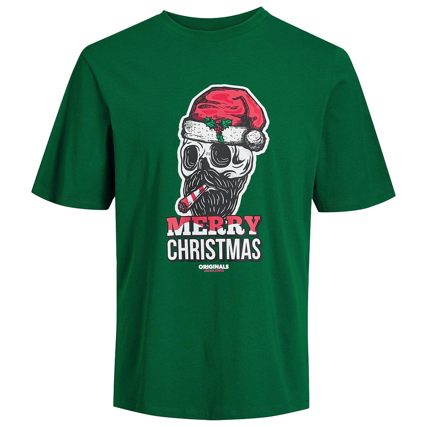 Jack & Jones Plus Size Christmas Skull T-Shirt Alpine Green