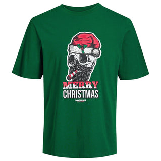 Jack & Jones Plus Size Christmas Skull T-Shirt Alpine Green