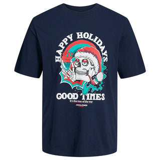 Jack & Jones Plus Size Christmas Skull T-Shirt Sky Captain