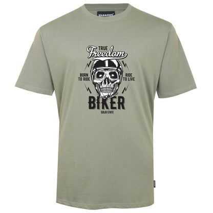 Solid State Plus Size Freedom Biker T-Shirt Khaki