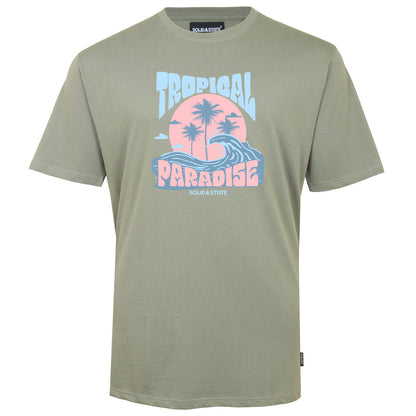 Solid State Plus Size Tropical Paradise T-Shirt Khaki