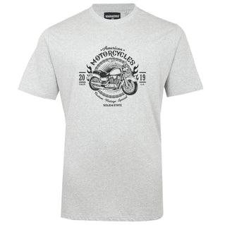 Solid State Plus Size American Motorcycles T-Shirt Grey Marl