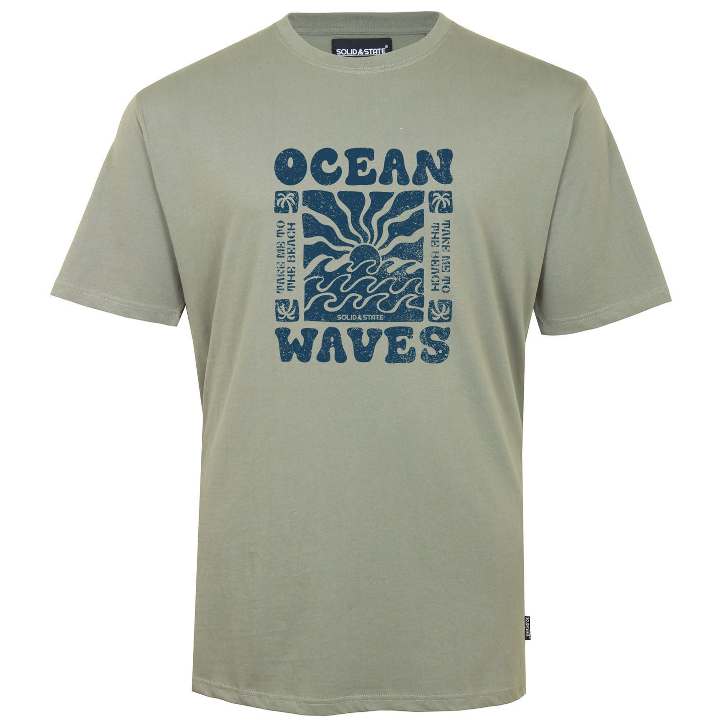 Solid State Plus Size Ocean Waves T-Shirt Khaki