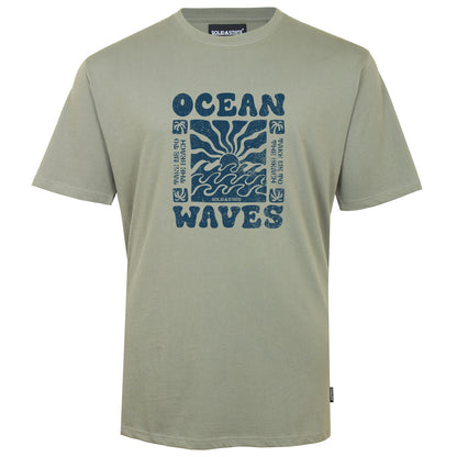 Solid State Plus Size Ocean Waves T-Shirt Khaki