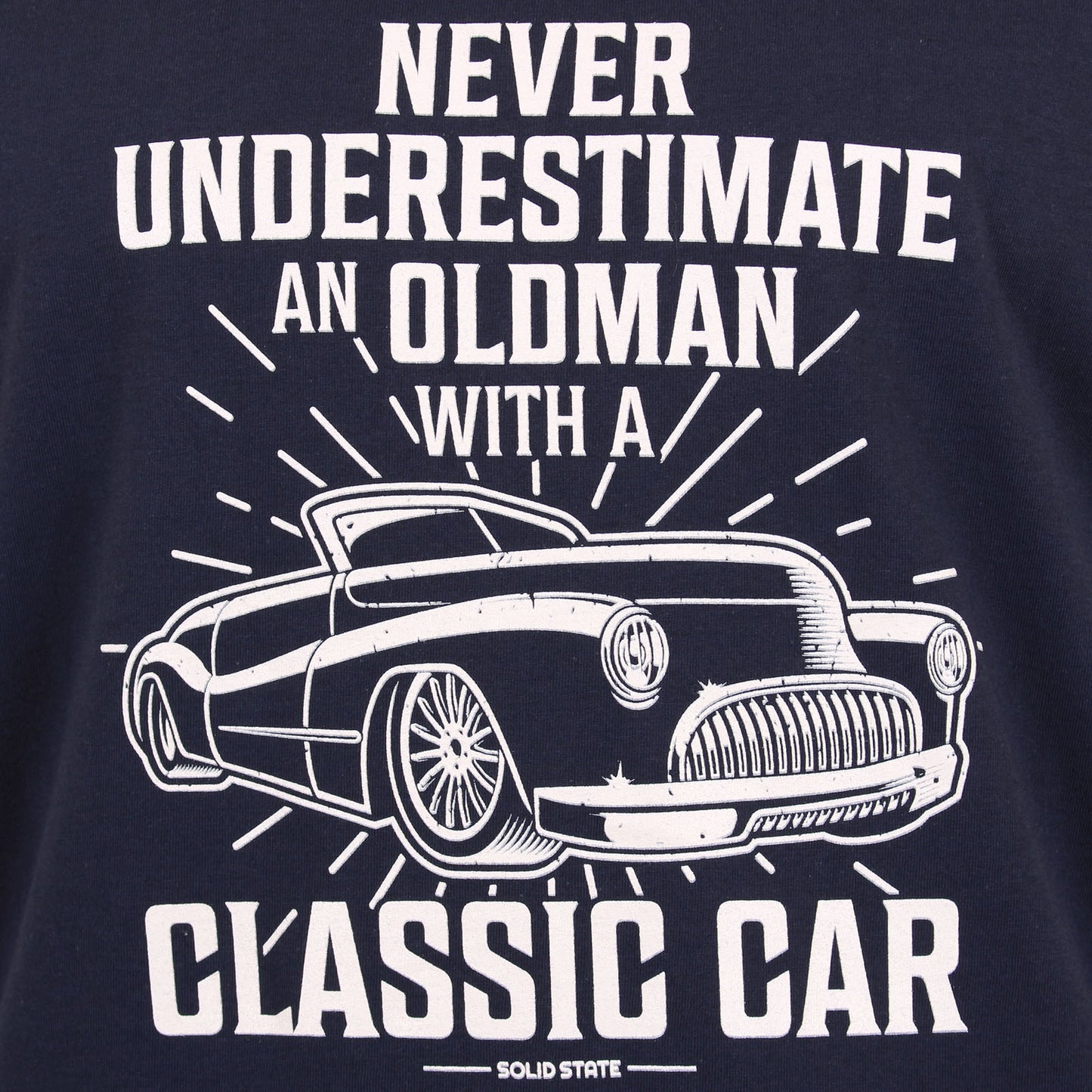 Solid State Plus Size Wichita 'Oldman Classic Car' T-Shirt Navy