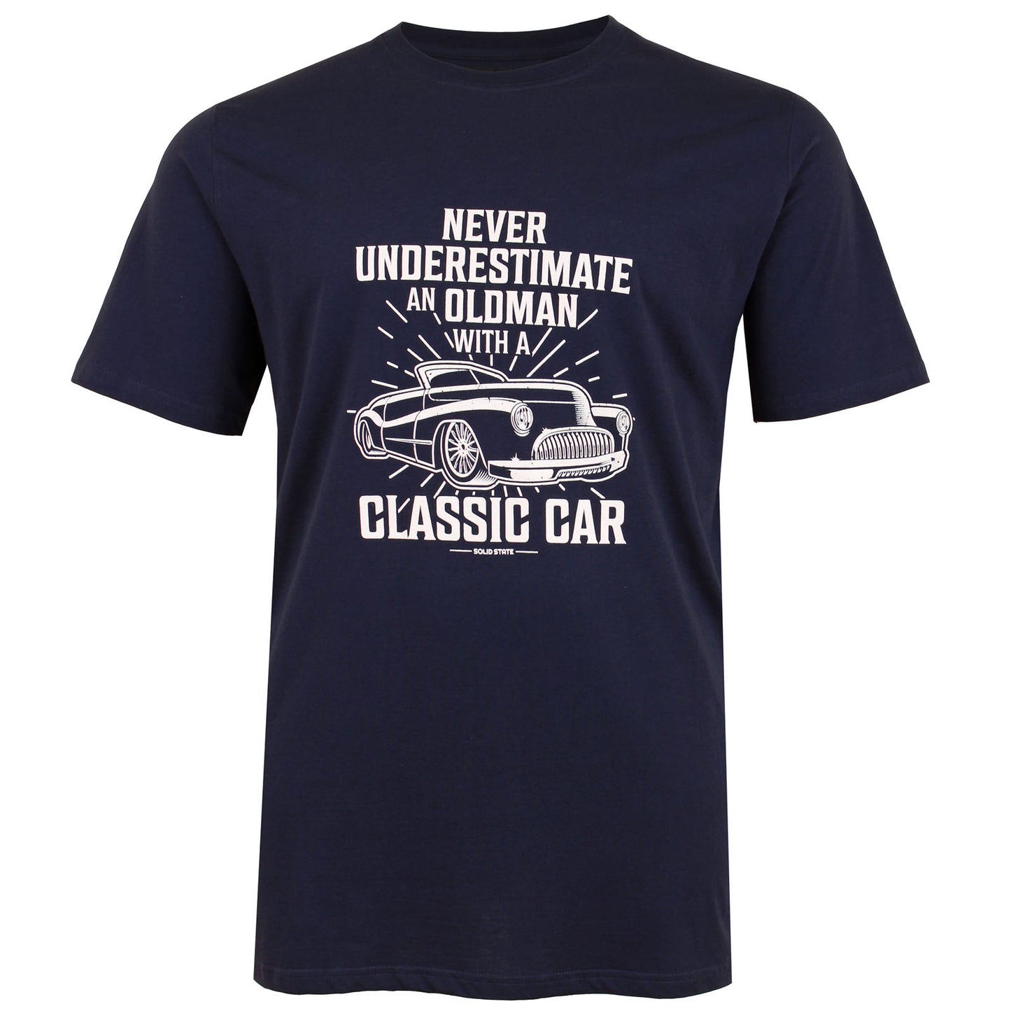 Solid State Plus Size Wichita 'Oldman Classic Car' T-Shirt Navy