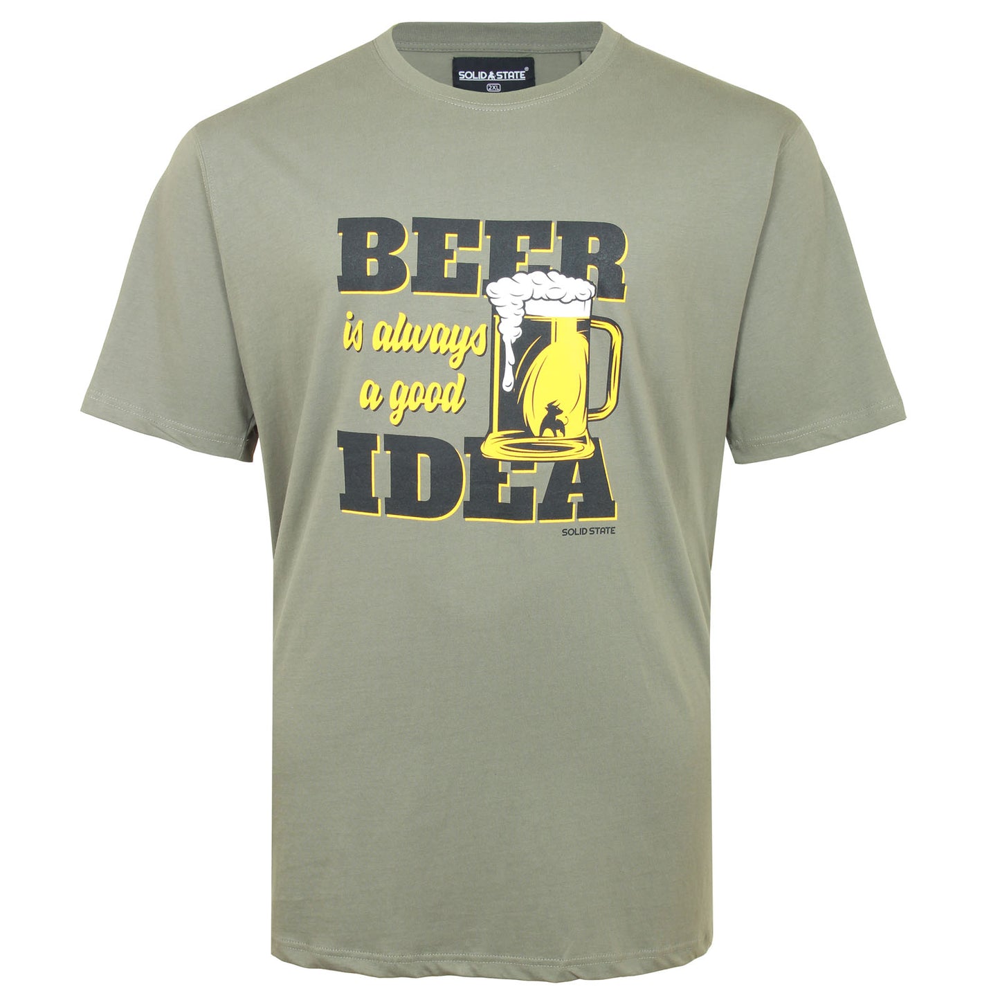 Solid State Plus Size Beer Idea T-Shirt Khaki