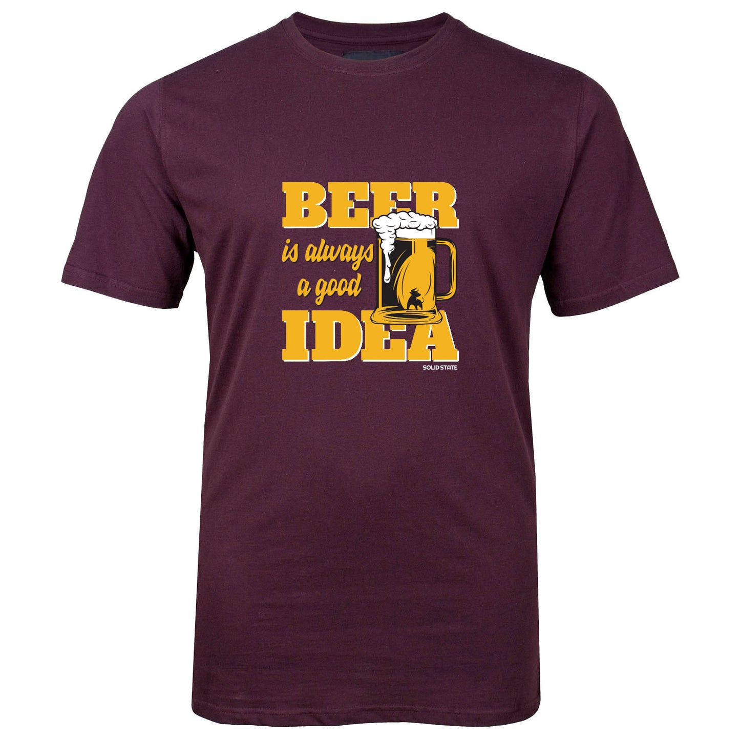 Solid State Plus Size Beer Idea T-Shirt Burgundy