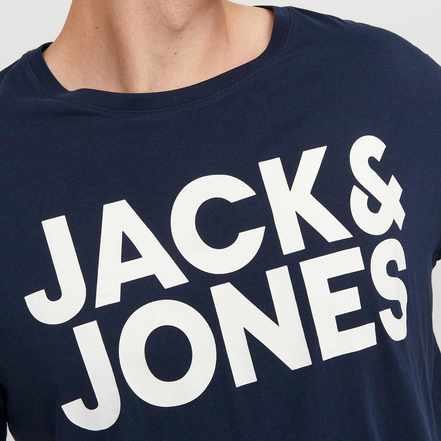 Jack & Jones Plus Size Corp Logo Large Graphic T-Shirt Navy Blazer