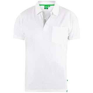 D555 Plus Size Grant Pique Pocket Polo White