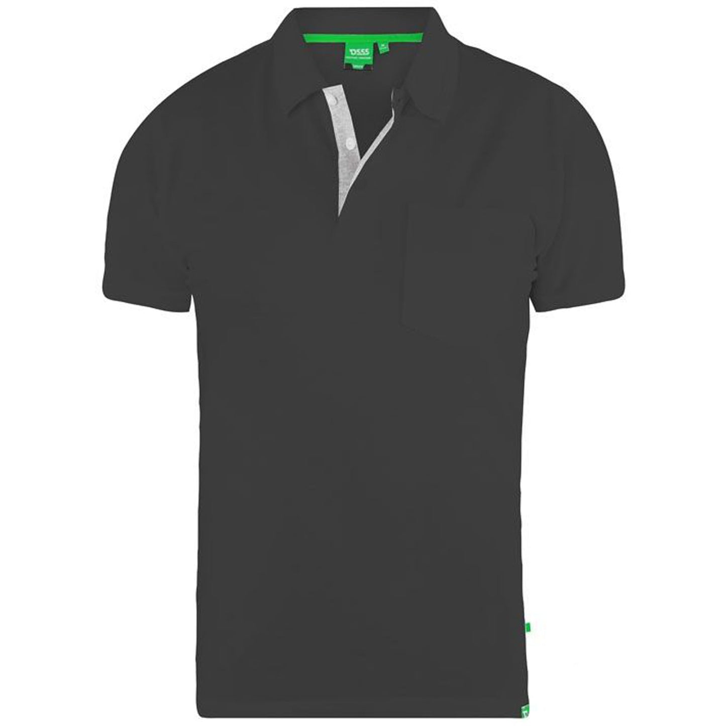 Plus Size Grant Pique Pocket Polo Black