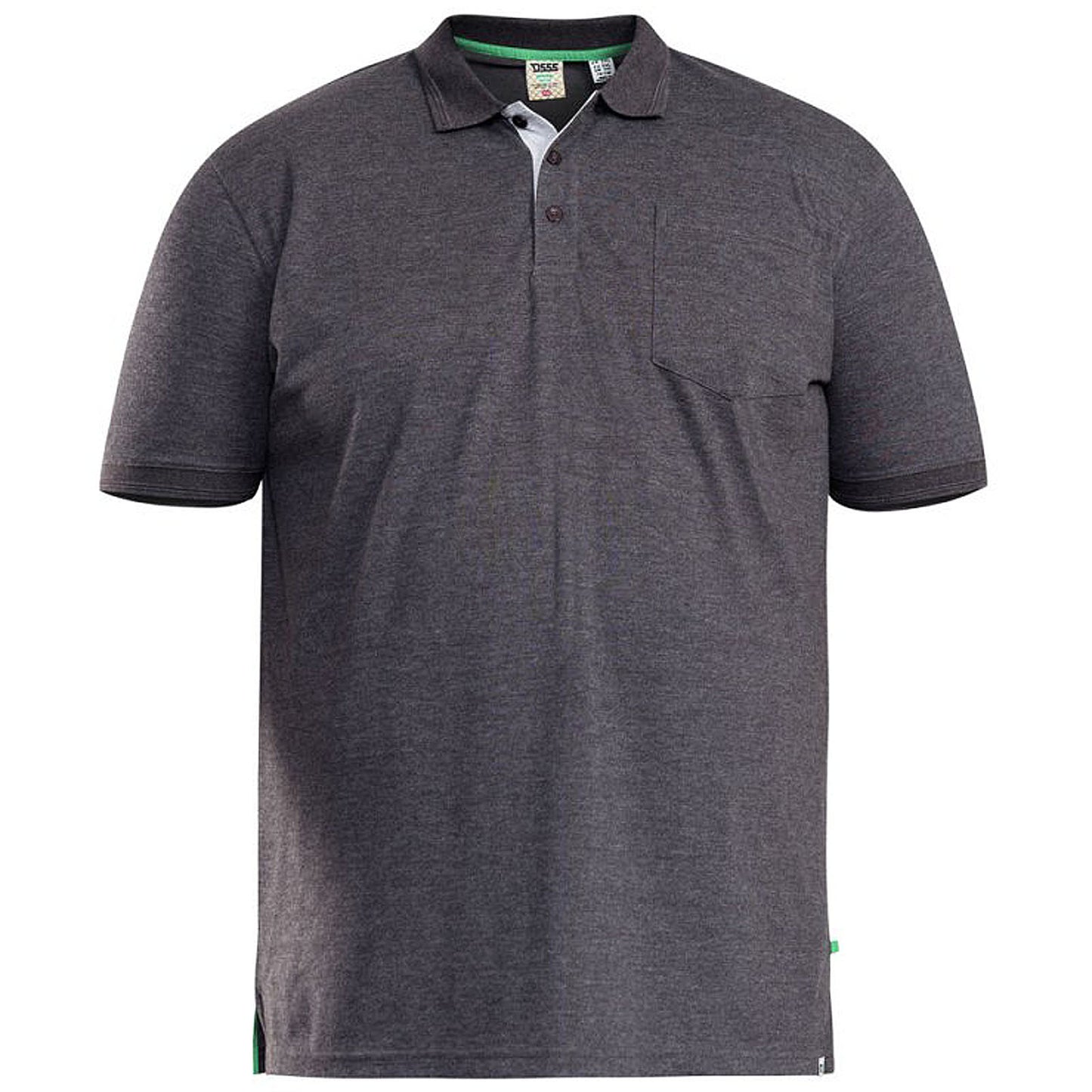 Plus Size Grant Pique Pocket Polo Charcoal Marl