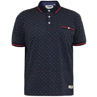 D555 Plus Size Ashwell Ao Printed Polo Dark Navy