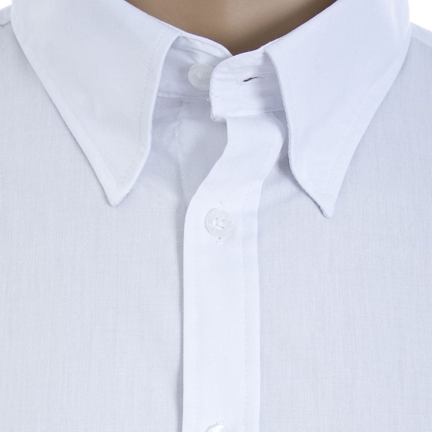 Plus Size Sh147 Plain Collar S/S Shirt White