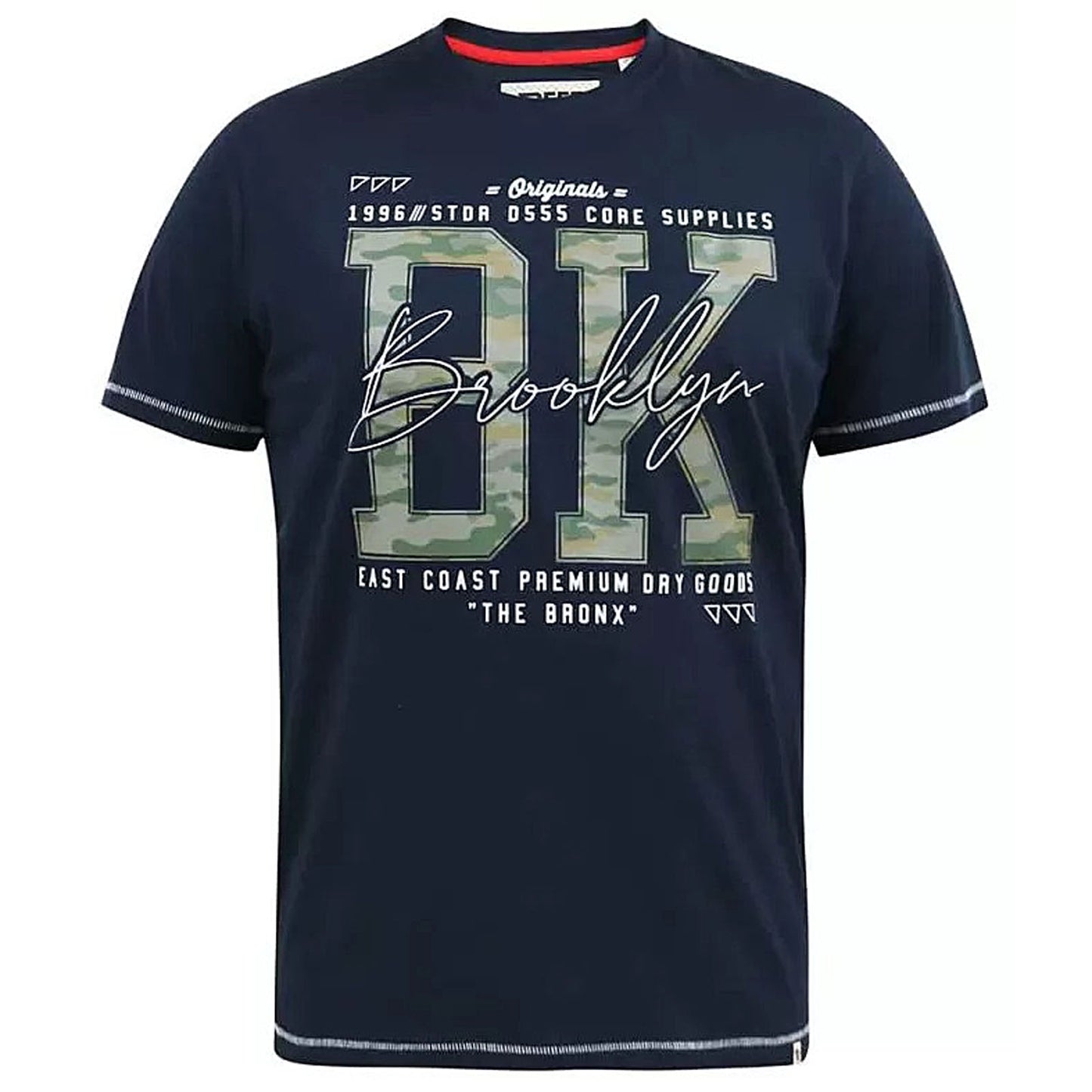 D555 Plus Size Hardwick 'Brooklyn Camo' T-Shirt Navy