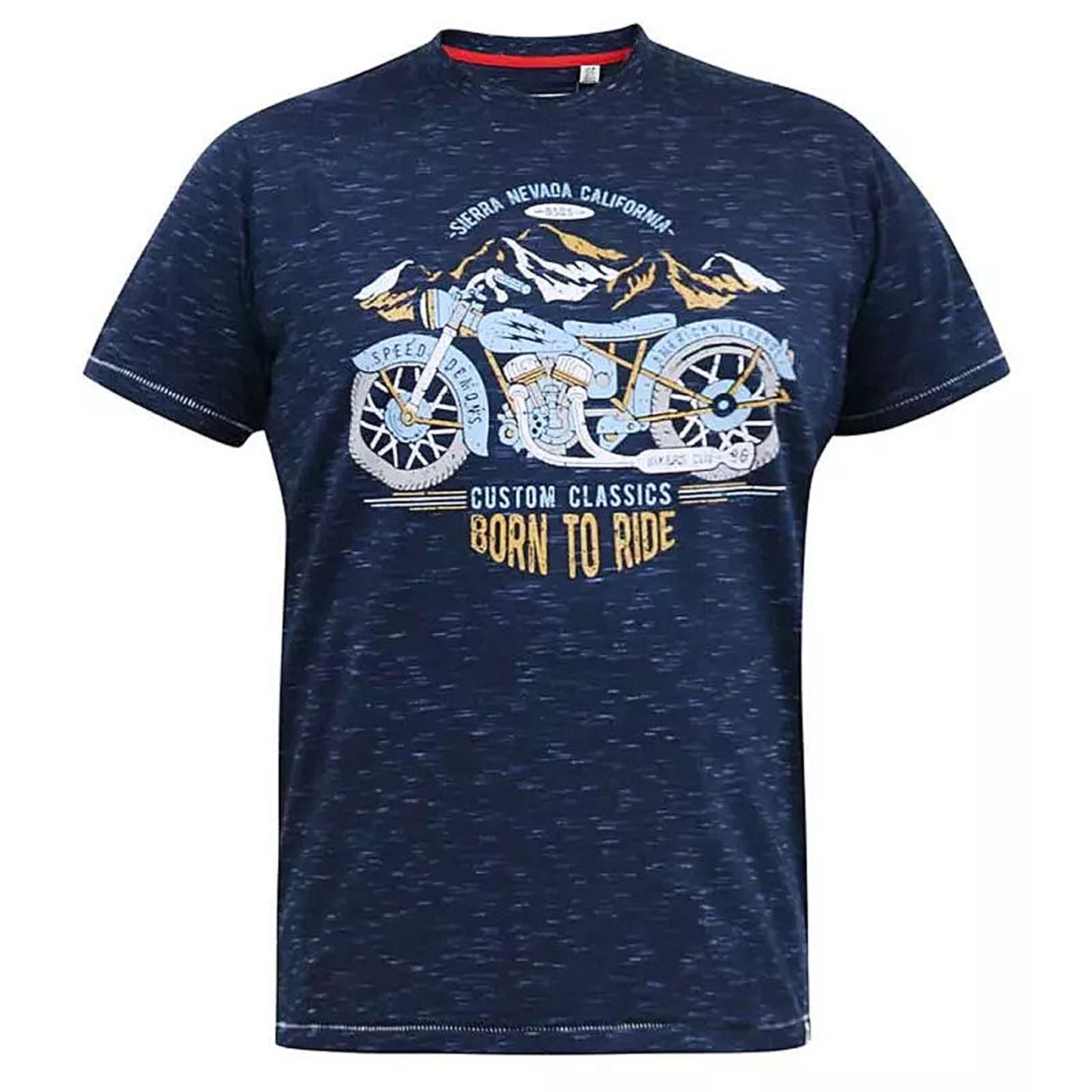 D555 Plus Size Josiah 'Motorbike' T-Shirt Navy Reno