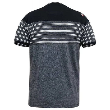 D555 Plus Size Jericho Cut & Sew Striped T-Shirt Black