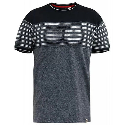 D555 Plus Size Jericho Cut & Sew Striped T-Shirt Black