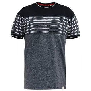 D555 Plus Size Jericho Cut & Sew Striped T-Shirt Black