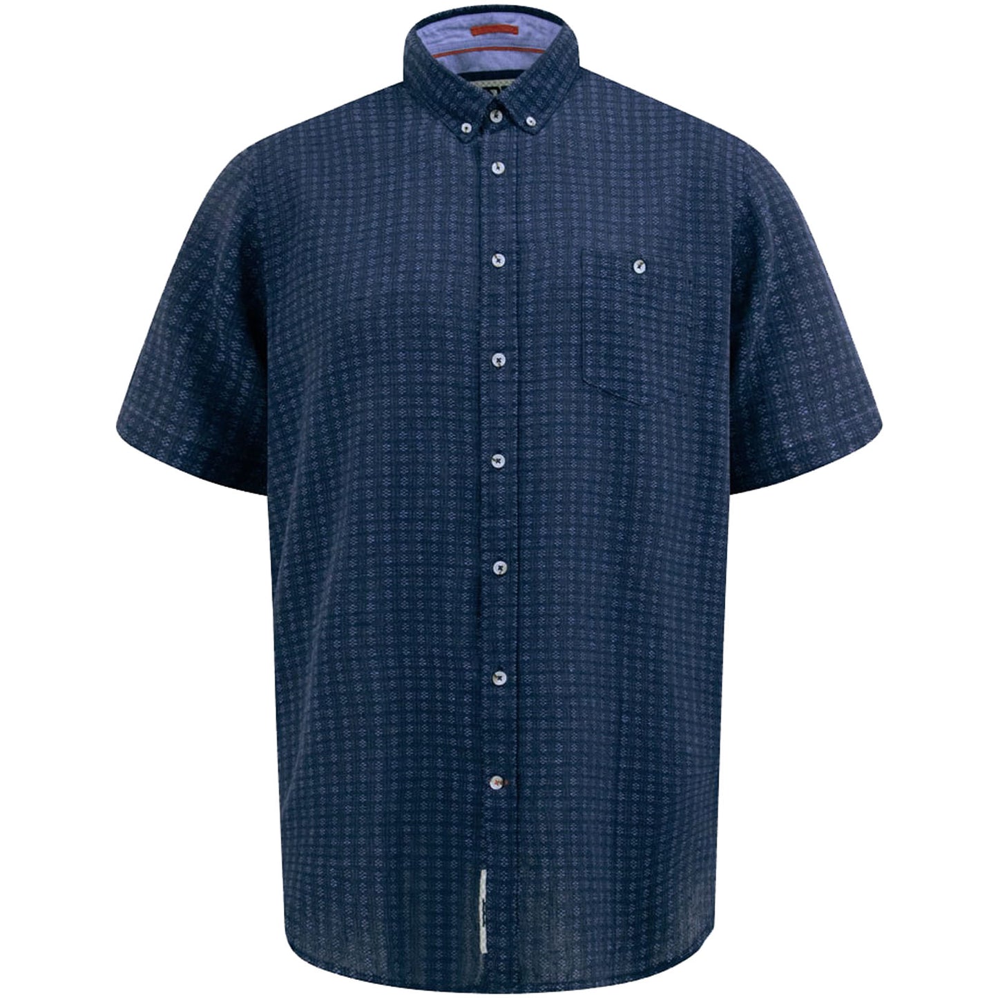 D555 Plus Size Jacquard Linen Short Sleeve Shirt Navy