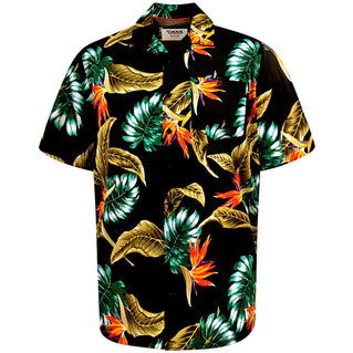 D555 Plus Size Hawaiian Print Short Sleeve Shirt Black