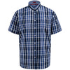 D555 Plus Size Check Short Sleeve Shirt Navy