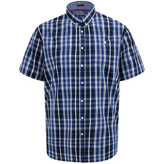 D555 Plus Size Check Short Sleeve Shirt Navy