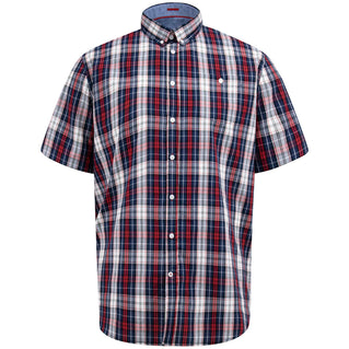 D555 Plus Size Check Short Sleeve Shirt Red