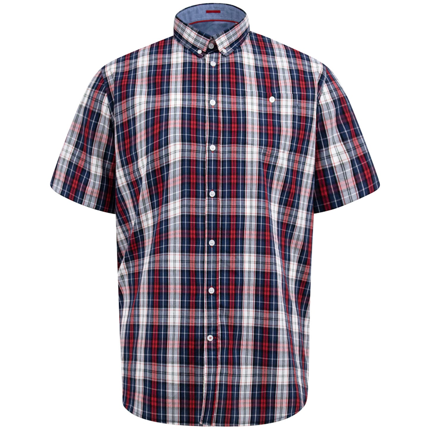 D555 Plus Size Check Short Sleeve Shirt Red