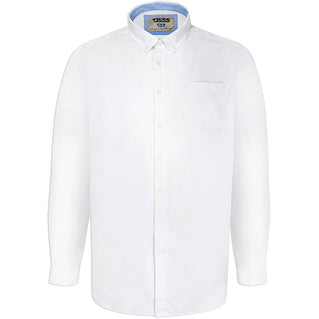 D555 Plus Size Richard Basic Oxford L/S Shirt White