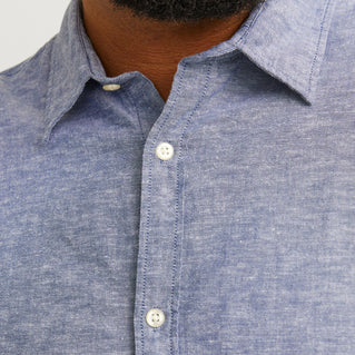 Jack & Jones Plus Size Linen Blend L/S Shirt Faded Denim