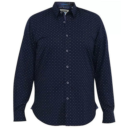 D555 Plus Size Epping Aop L/S Shirt Navy