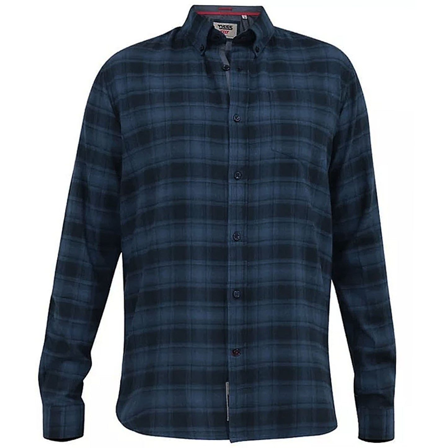 D555 Plus Size Bruce Flannel Check L/S Shirt Blue Check