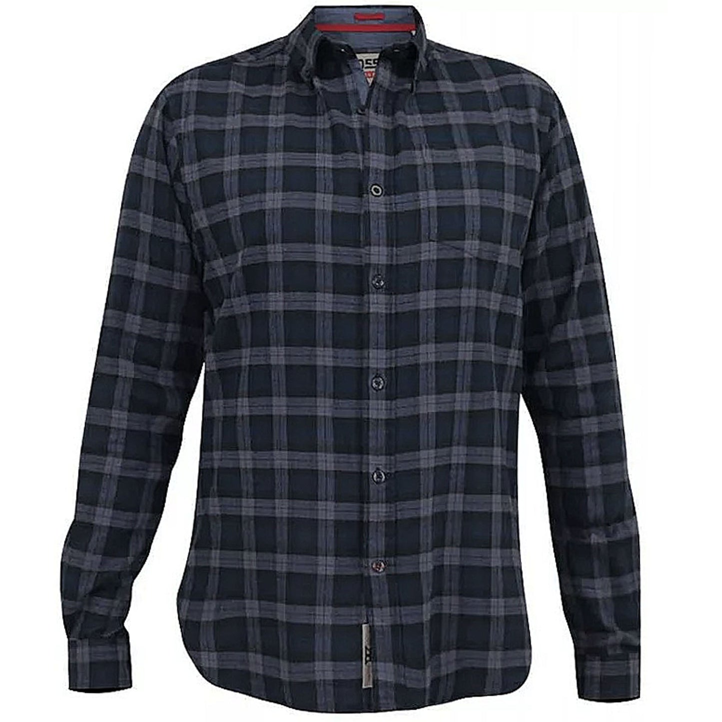 D555 Plus Size Luton Flannel Check L/S Shirt Navy Check