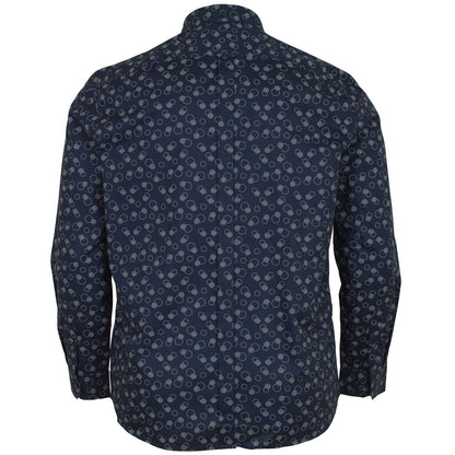 Ben Sherman Plus Size 74168 Stipple Print L/S Shirt Dark Navy