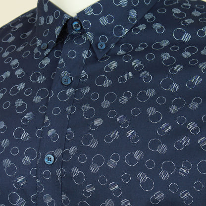 Ben Sherman Plus Size 74168 Stipple Print L/S Shirt Dark Navy