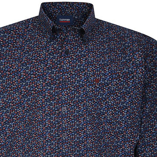 Espionage Plus Size SH397 AOP Floral L/S Shirt Navy