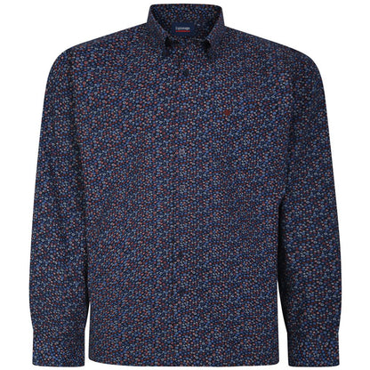 Plus Size Sh397 Aop Floral L/S Shirt Navy