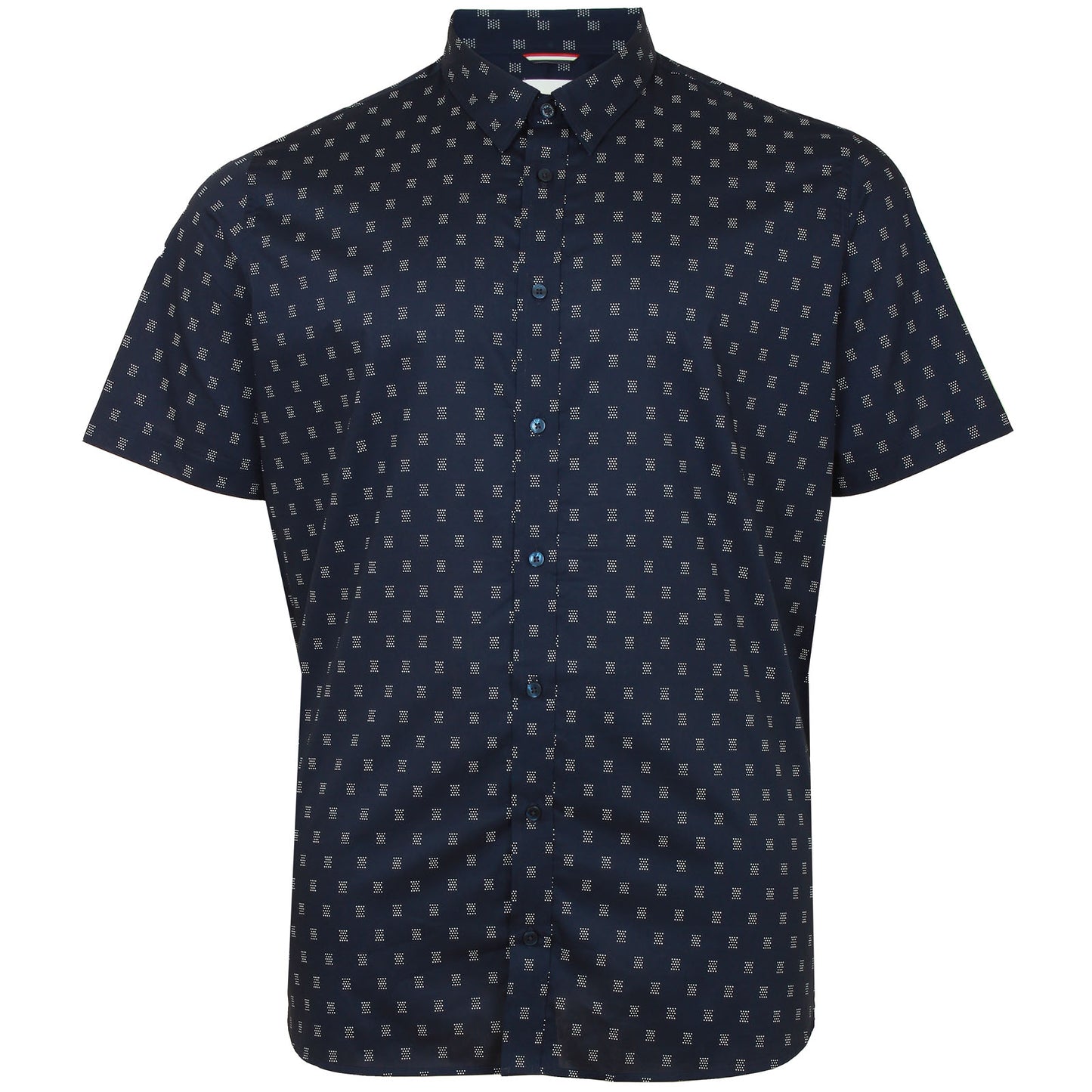 Plus Size 75906 Stipple Geo Print S/S Shirt Dark Navy