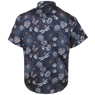 Kam Jeans Plus Size Dragonfly Digital Print S/S Shirt Navy