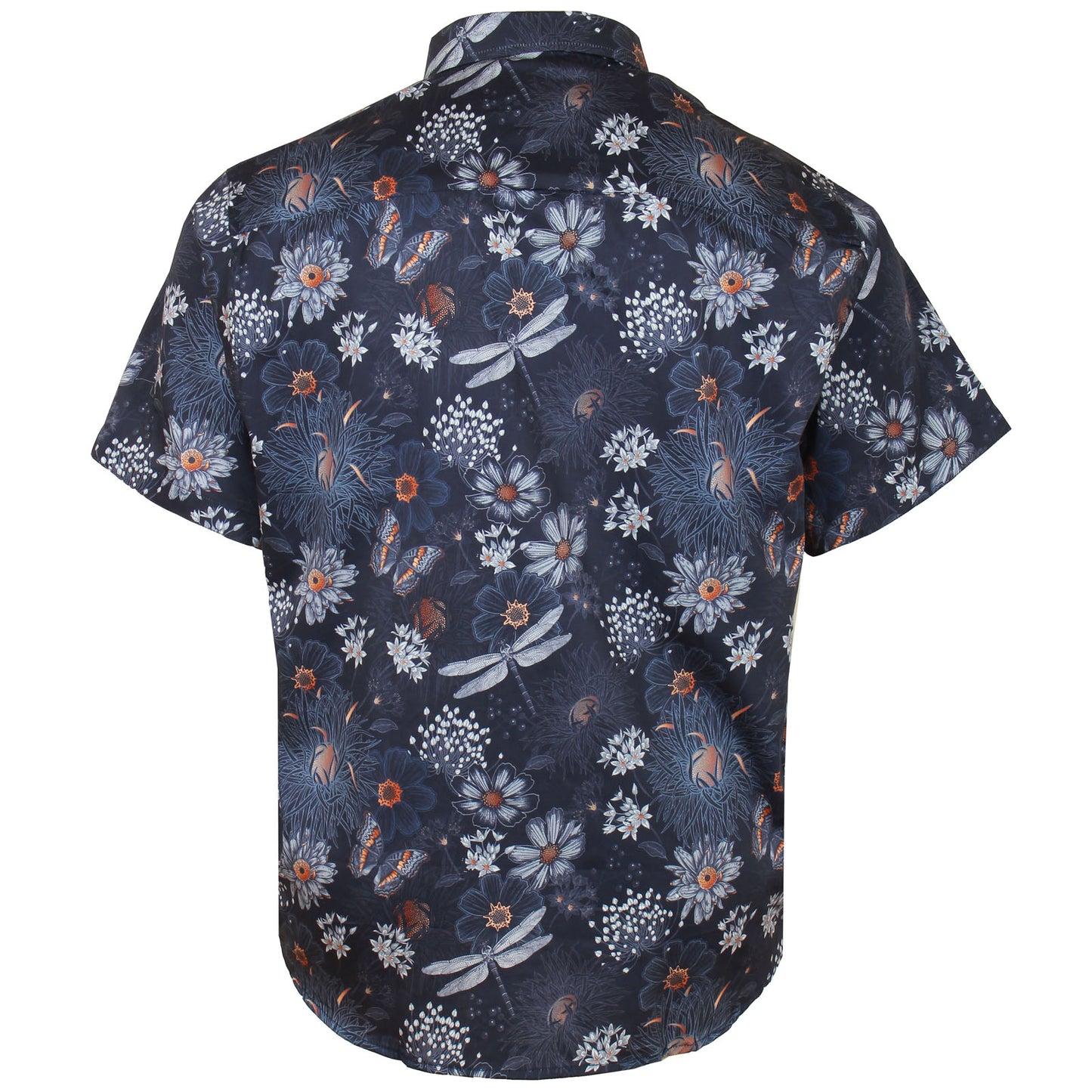 Plus Size Kbs6045 Dragonfly Digital Print S/S Shirt Navy