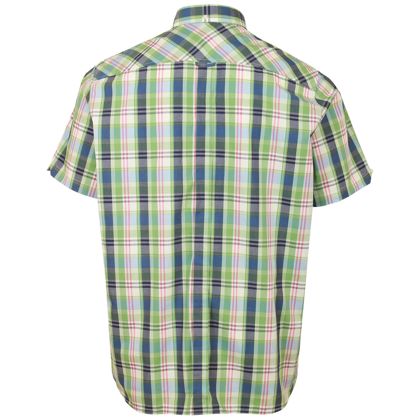 Plus Size 75937 Gingham Overcheck S/S Shirt Grass Green