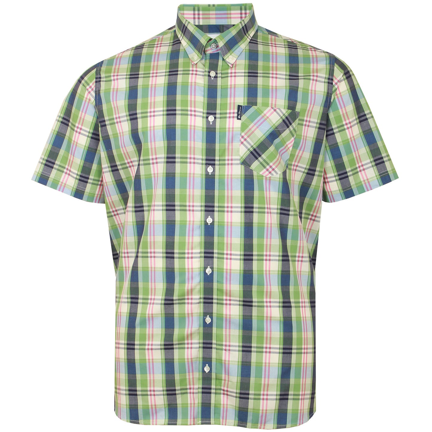 Plus Size 75937 Gingham Overcheck S/S Shirt Grass Green