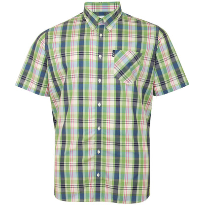 Plus Size 75937 Gingham Overcheck S/S Shirt Grass Green