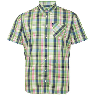 Ben Sherman Plus Size 75937 Gingham Overcheck S/S Shirt Grass Green