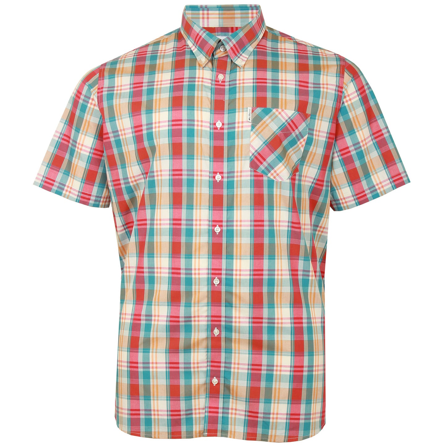 Plus Size 75937 Gingham Overcheck S/S Shirt Kingfisher